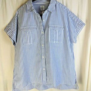 NWT Striped Button Down Short Sleeved Shirt